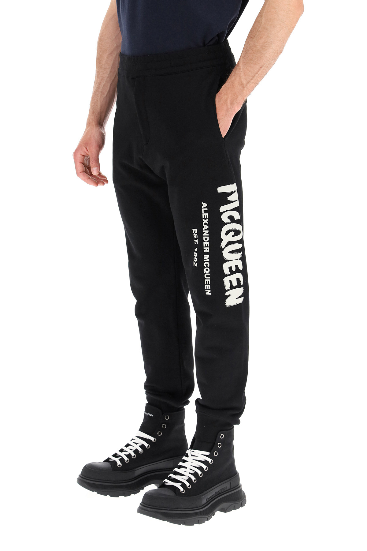 Alexander Mcqueen Logo-print Track Pants In Black