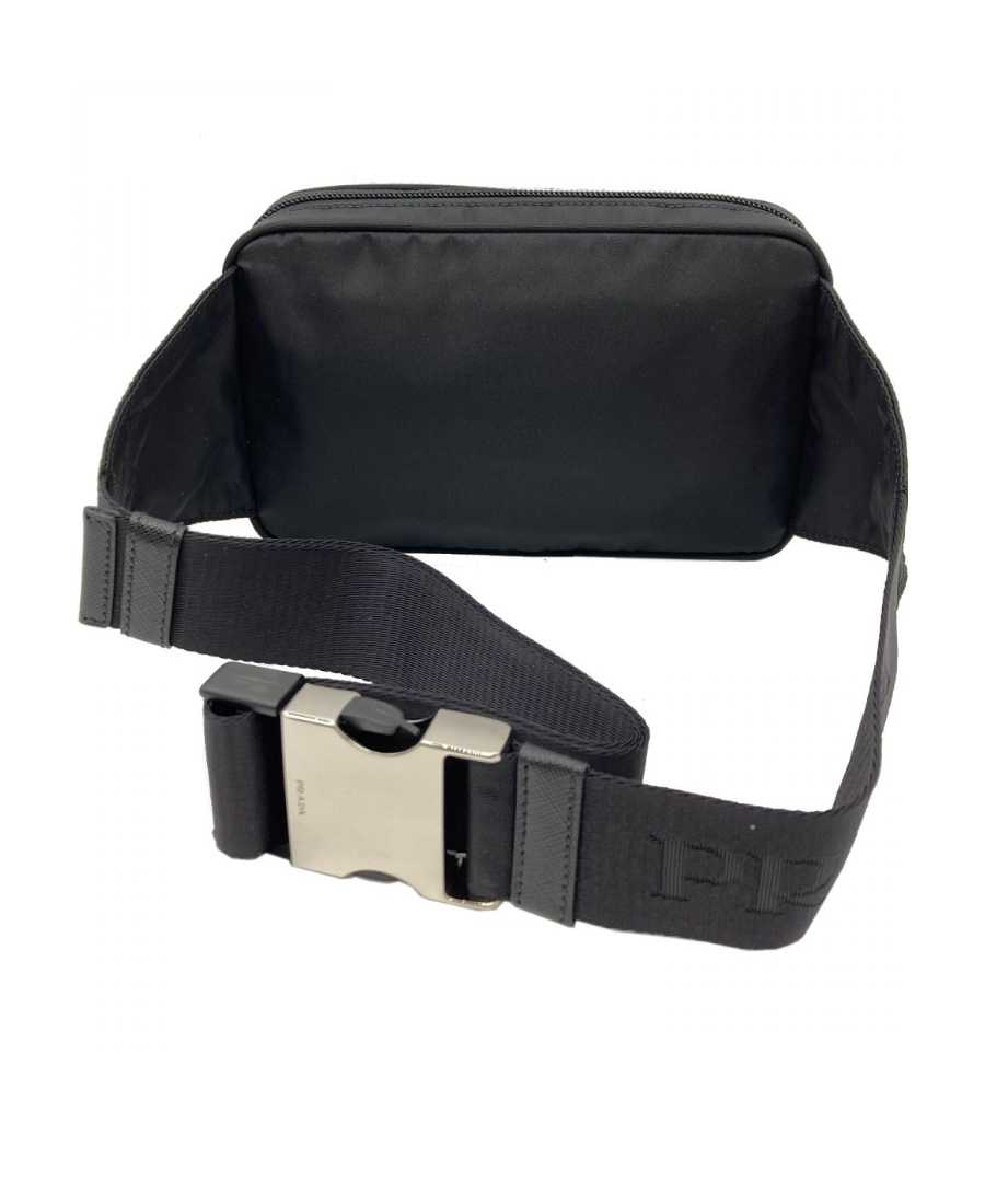 Prada Re-nylon And Saffiano Leather Belt Bag In Black