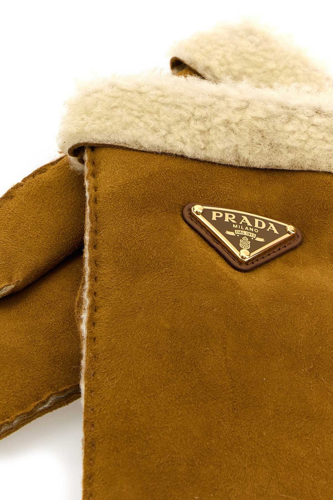 Prada Triangle-logo Gloves In Brown
