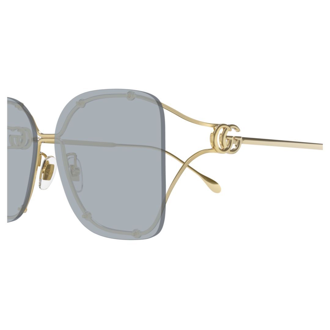 Gucci Rimless Square Metal Sunglasses In Gray