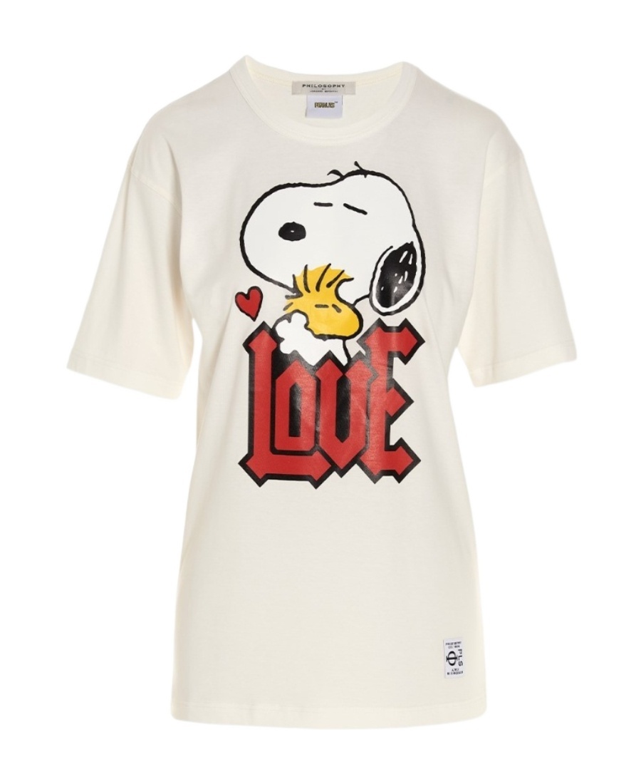 Shop Philosophy Di Lorenzo Serafini Snoopy Love Cotton T-shirt In White