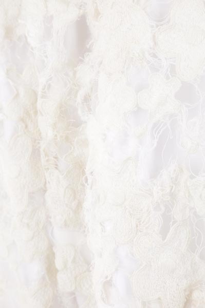 Comme Des Garçons Distressed-lace Long Coat In White