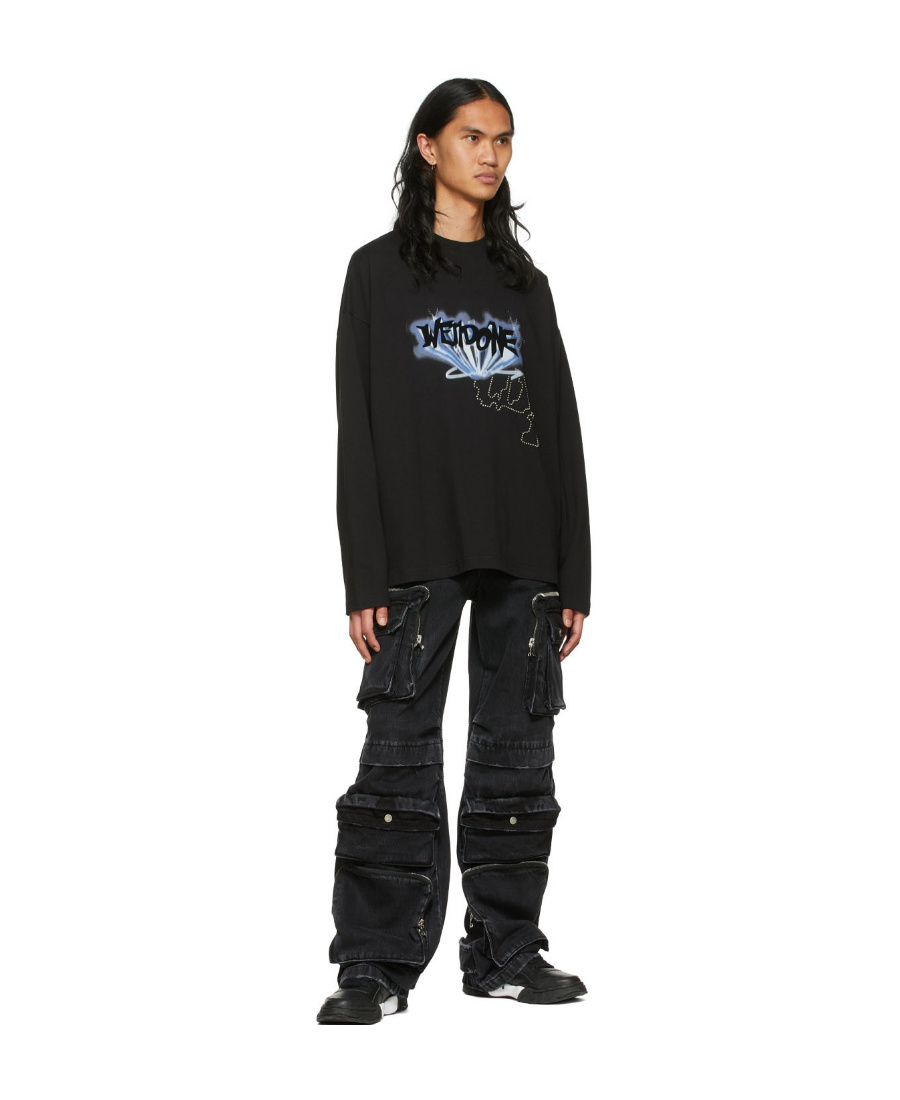 We11 Done Logo Details Long-sleeved T-shirt In Black