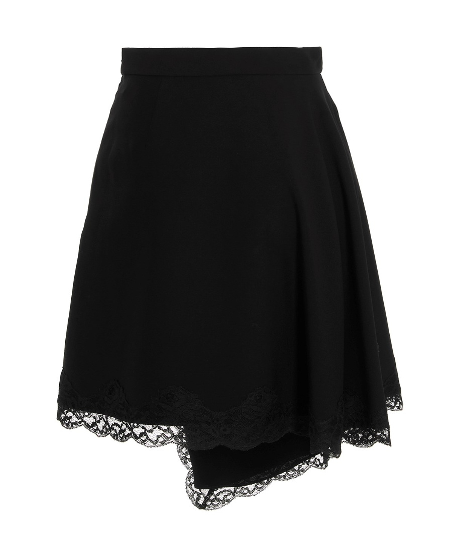 Alexander Mcqueen Lace-embellished Asymmetric Skirt In Black