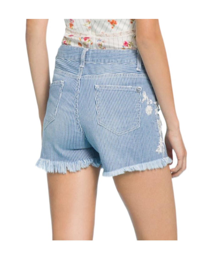 Ermanno Scervino Striped Embroidered Shorts In Gray