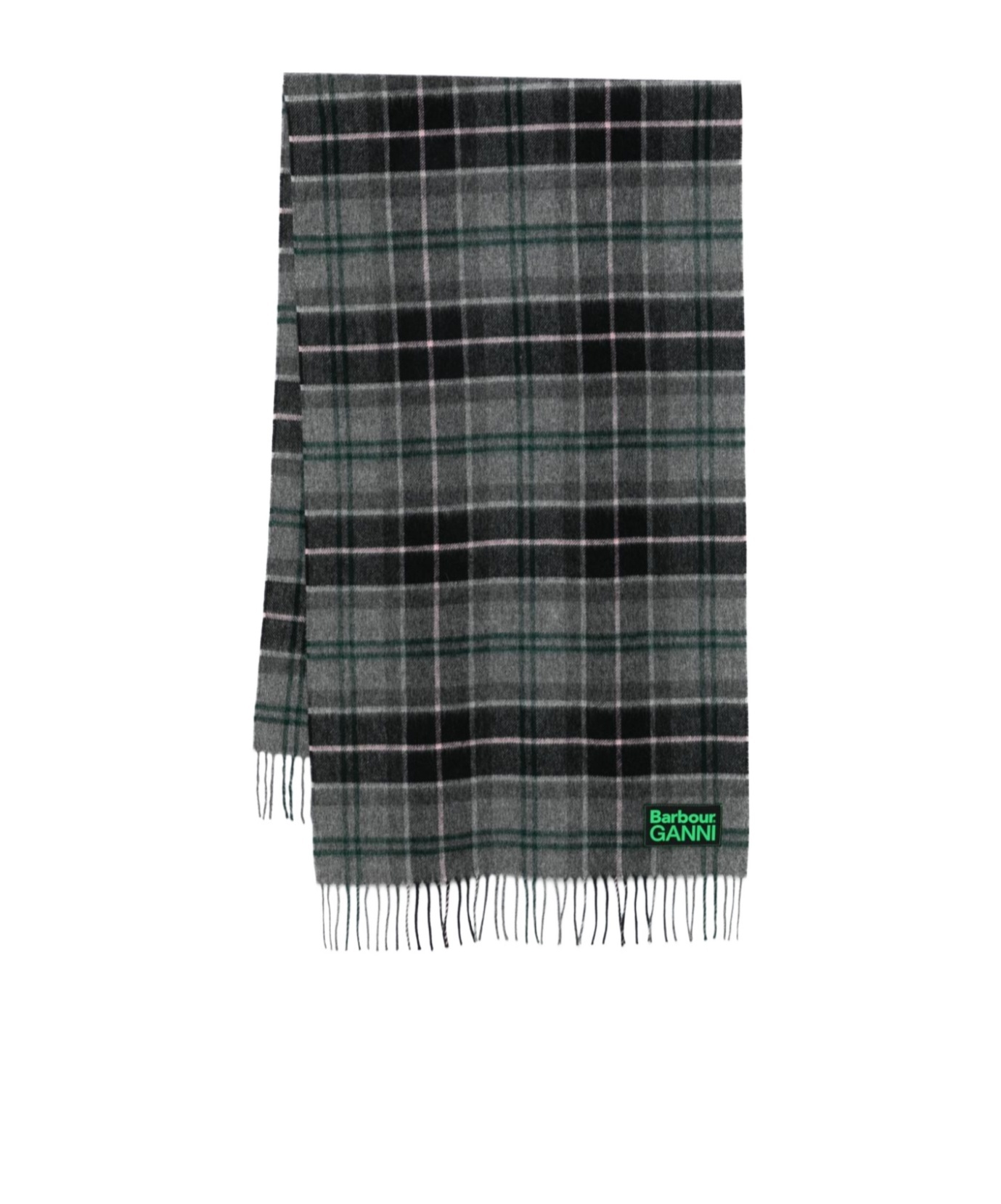 Barbour X Ganni Checked Scarf In Black