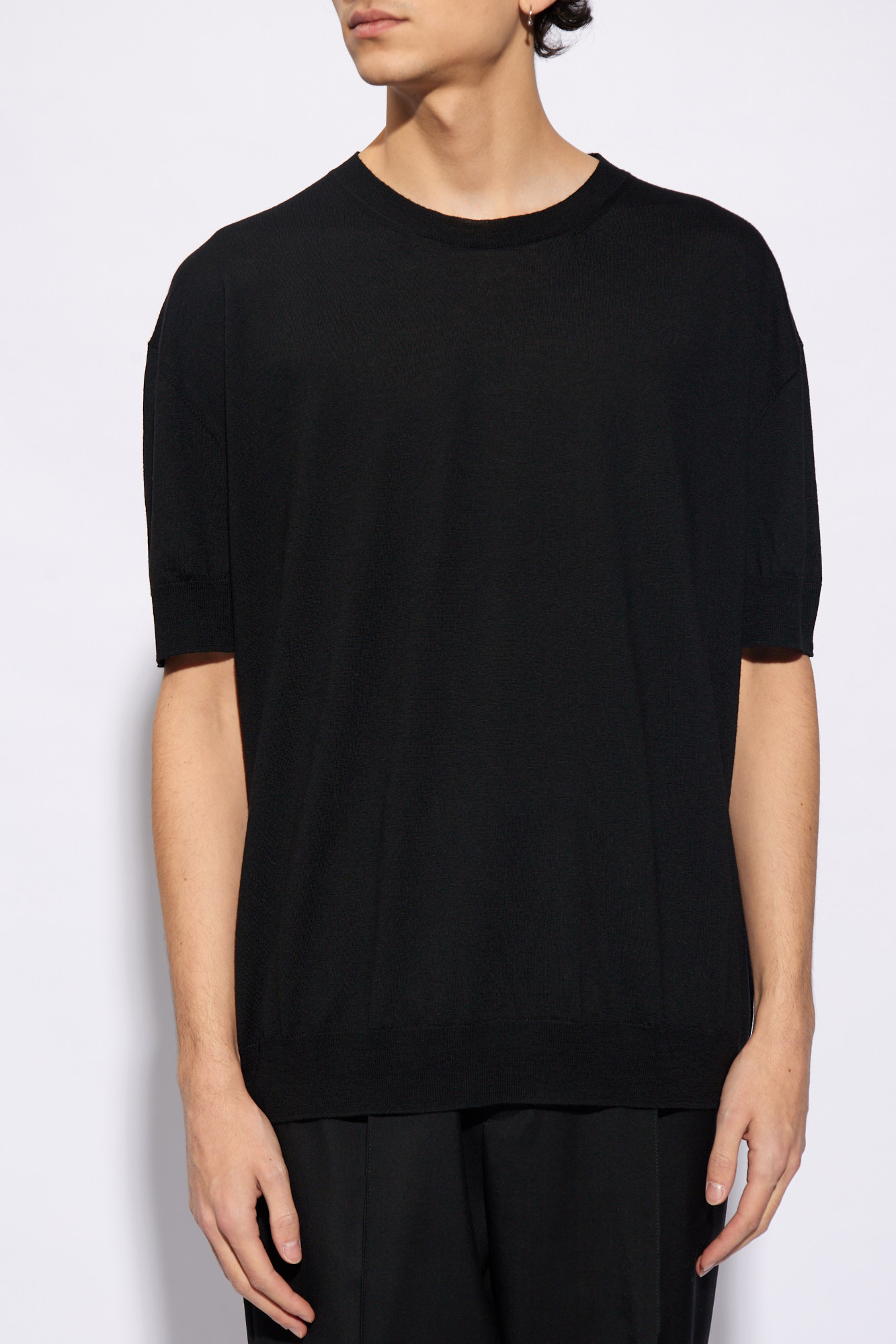 Jil Sander Short-sleeve Wool Jumper In Black