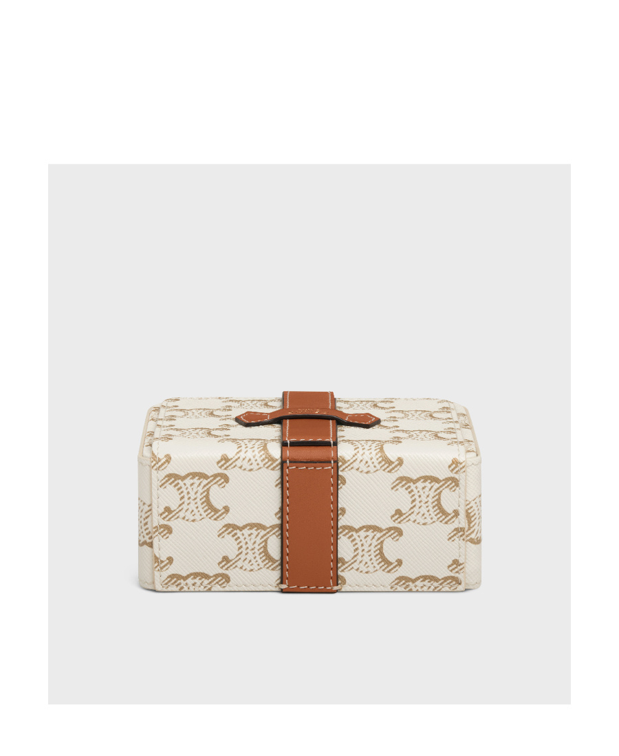 CELINE SMALL JEWELS CASE IN TRIOMPHE CANVAS AND CALFSKIN