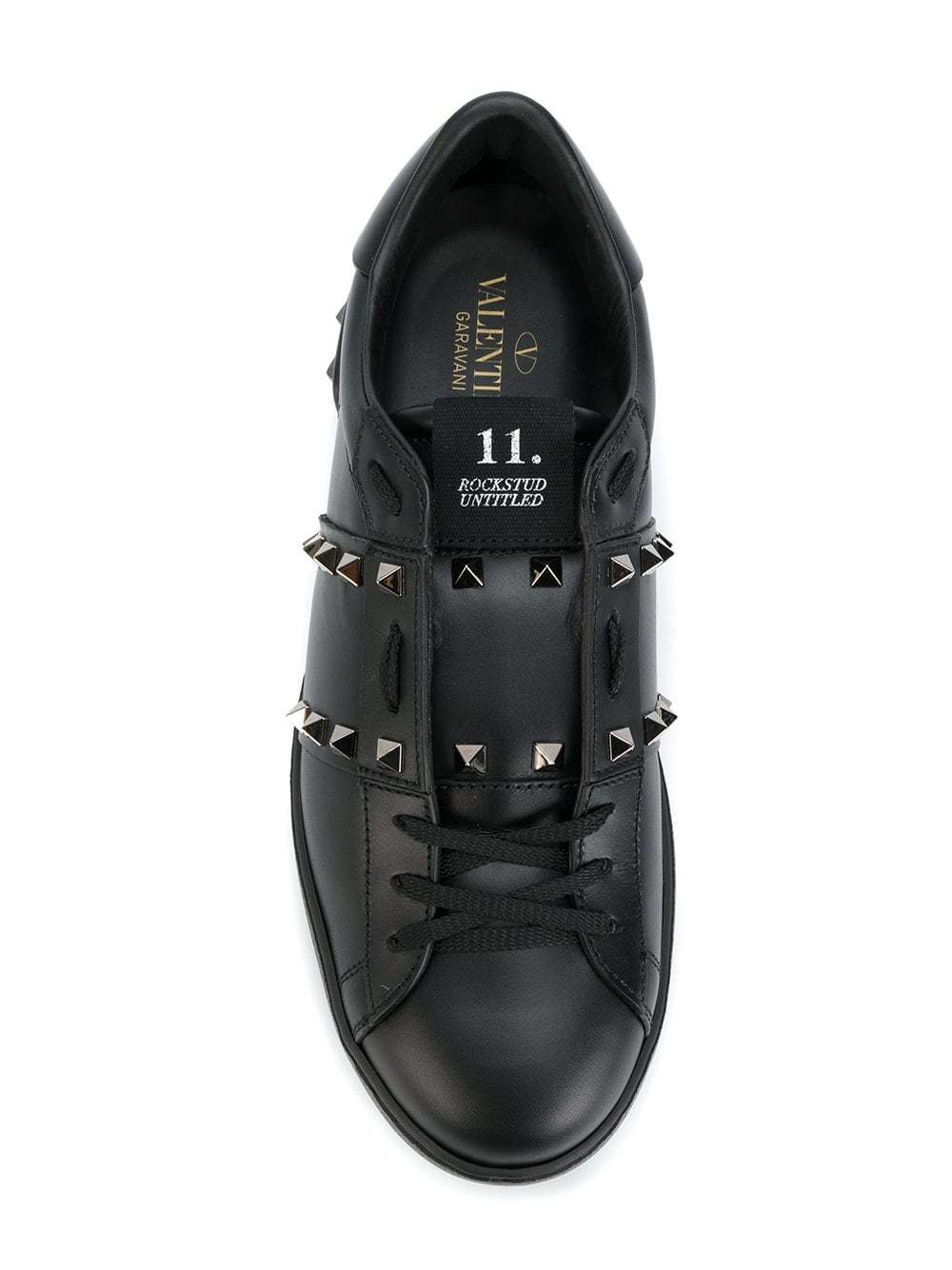Valentino Rockstud Untitled Studded Leather Sneakers In Black