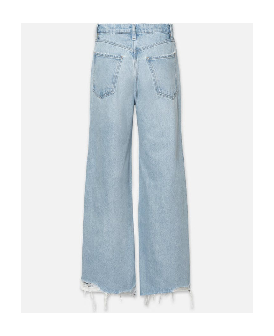 Frame Le Jane Raw-cut Hem Wide-leg Jeans In Gray