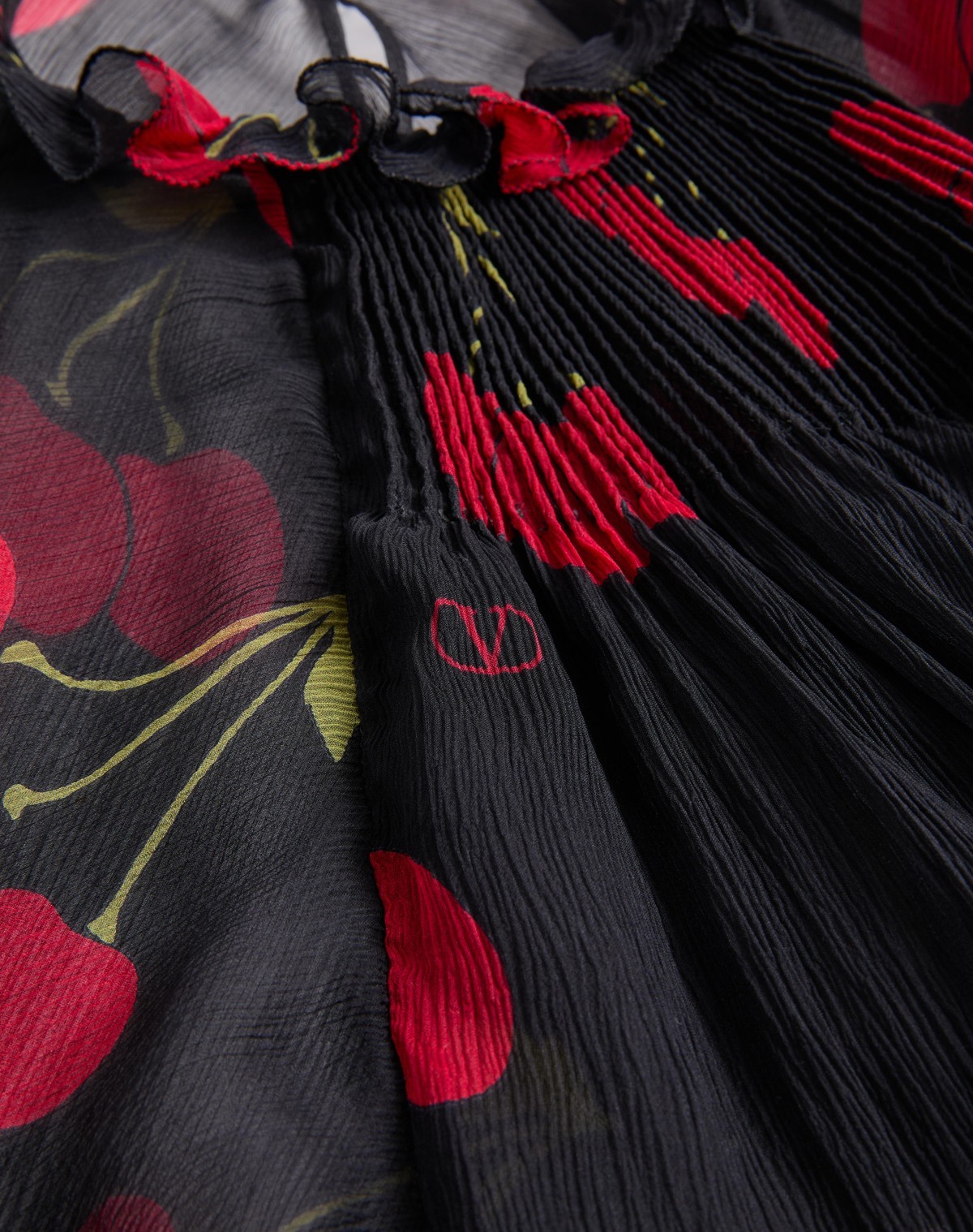 Valentino Silk Cherryfic Maxi Dress In Black