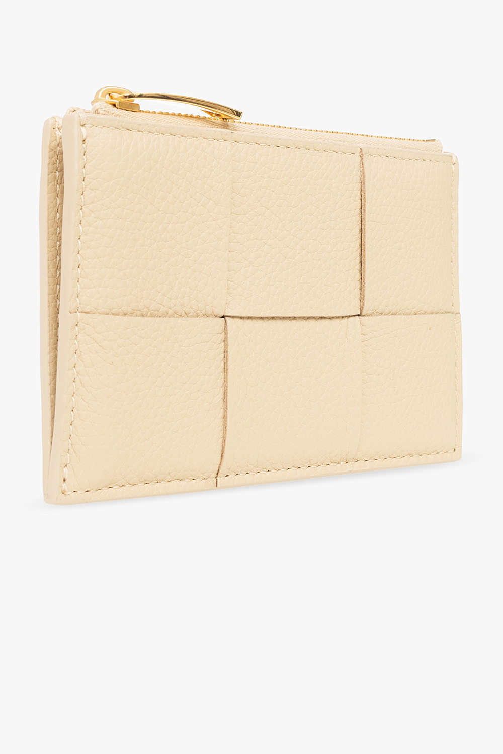 Bottega Veneta Intrecciato Zipped Card Case In Nude