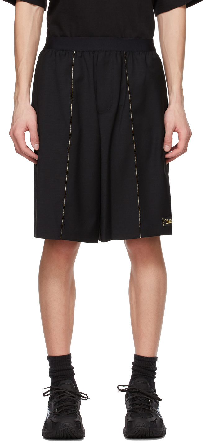 We11 Done Contrast Sewing Sports Shorts In Black