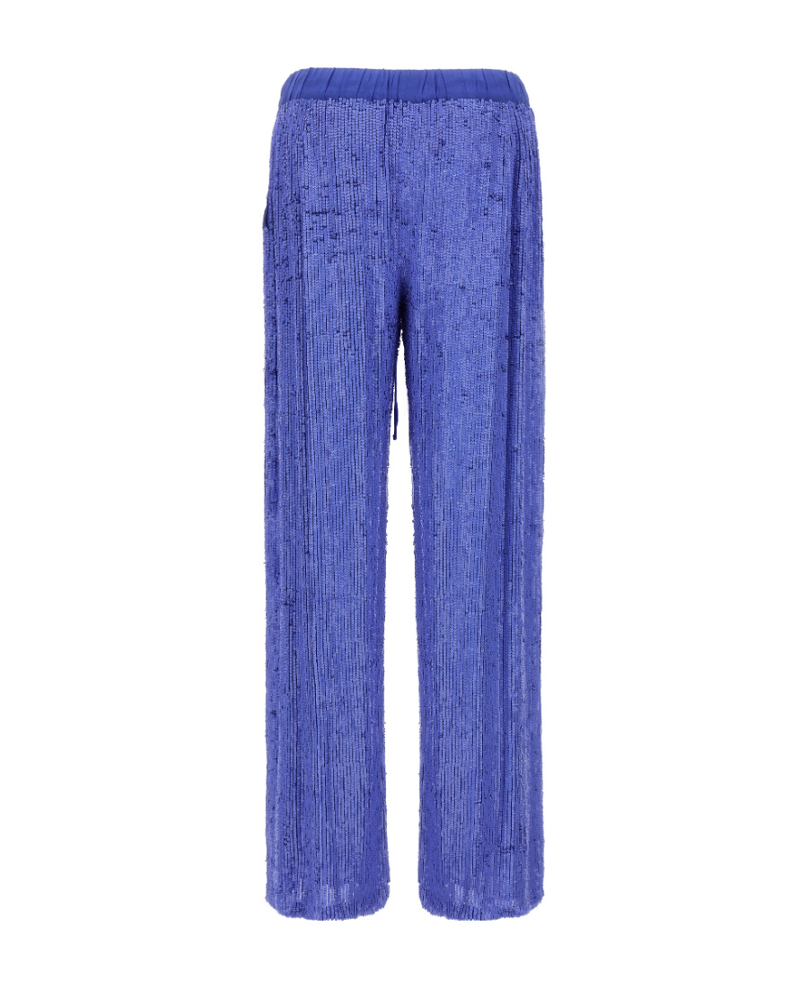 P.a.r.o.s.h . Wide-leg Trousers With Shimmering Sequin Detailing In Blue