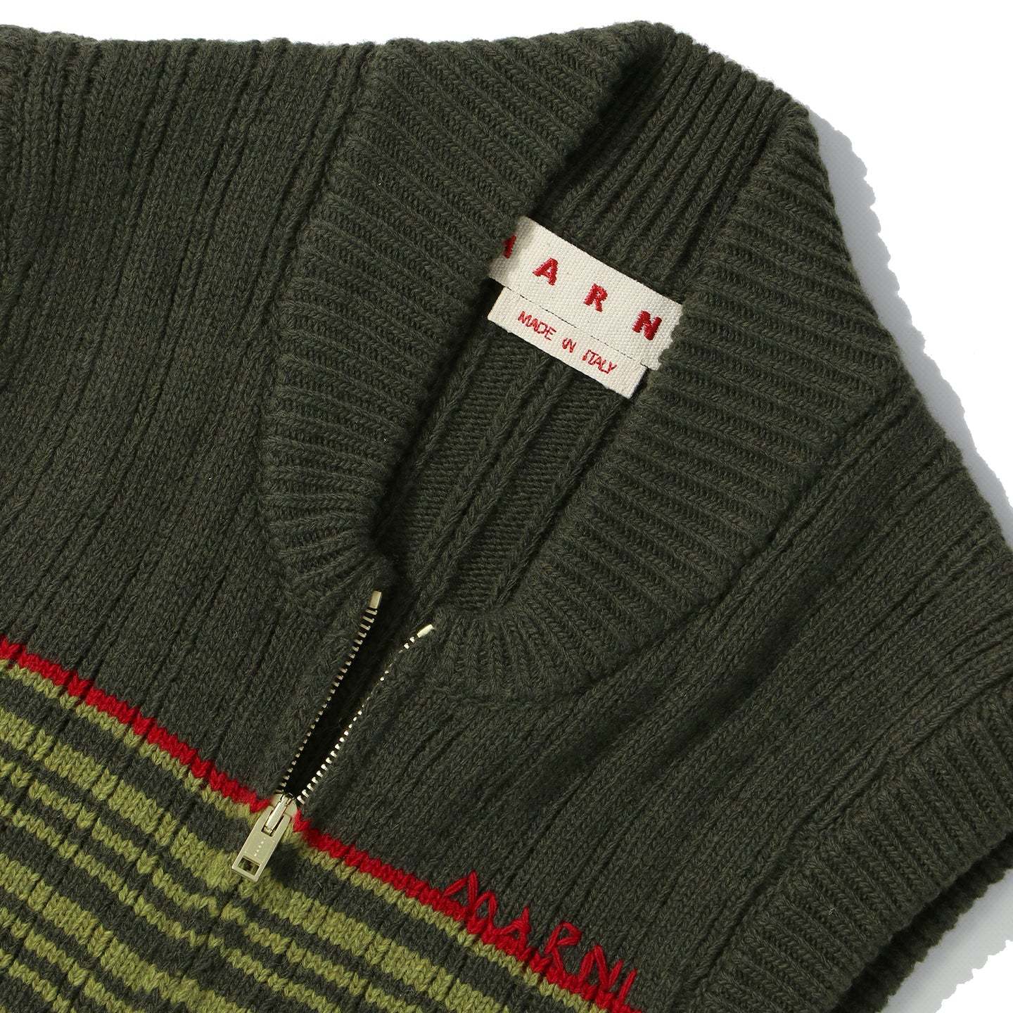Shop Marni Zip-up Striped Knitted Gilet In Green