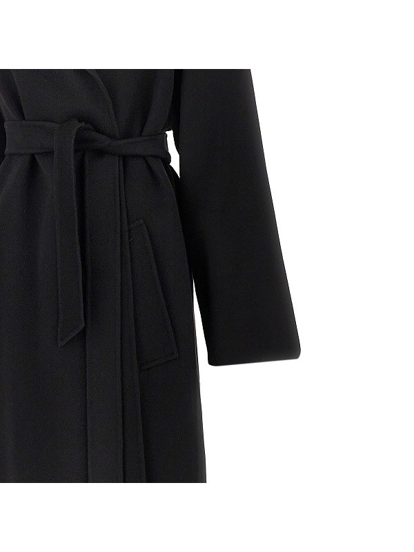 Weekend Max Mara Belted Wrap Single-breasted Coat In Black
