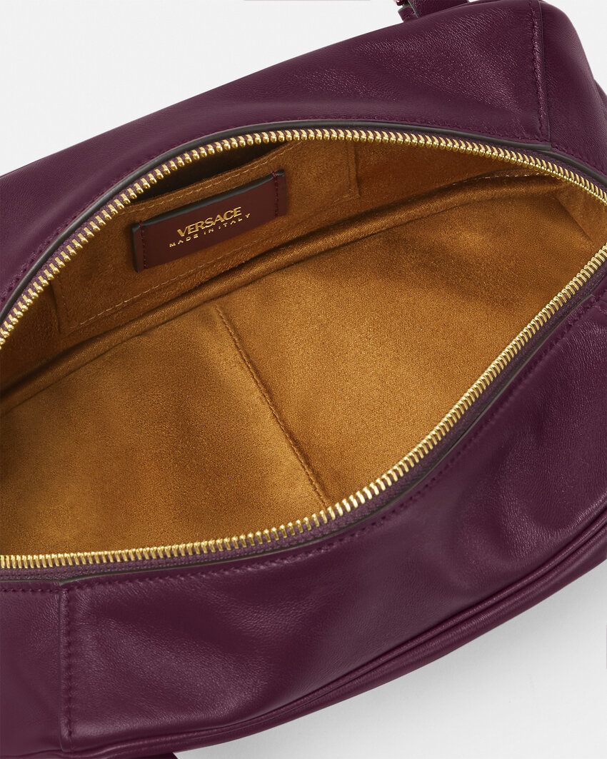 Versace Tag Shoulder Bag In Burgundy