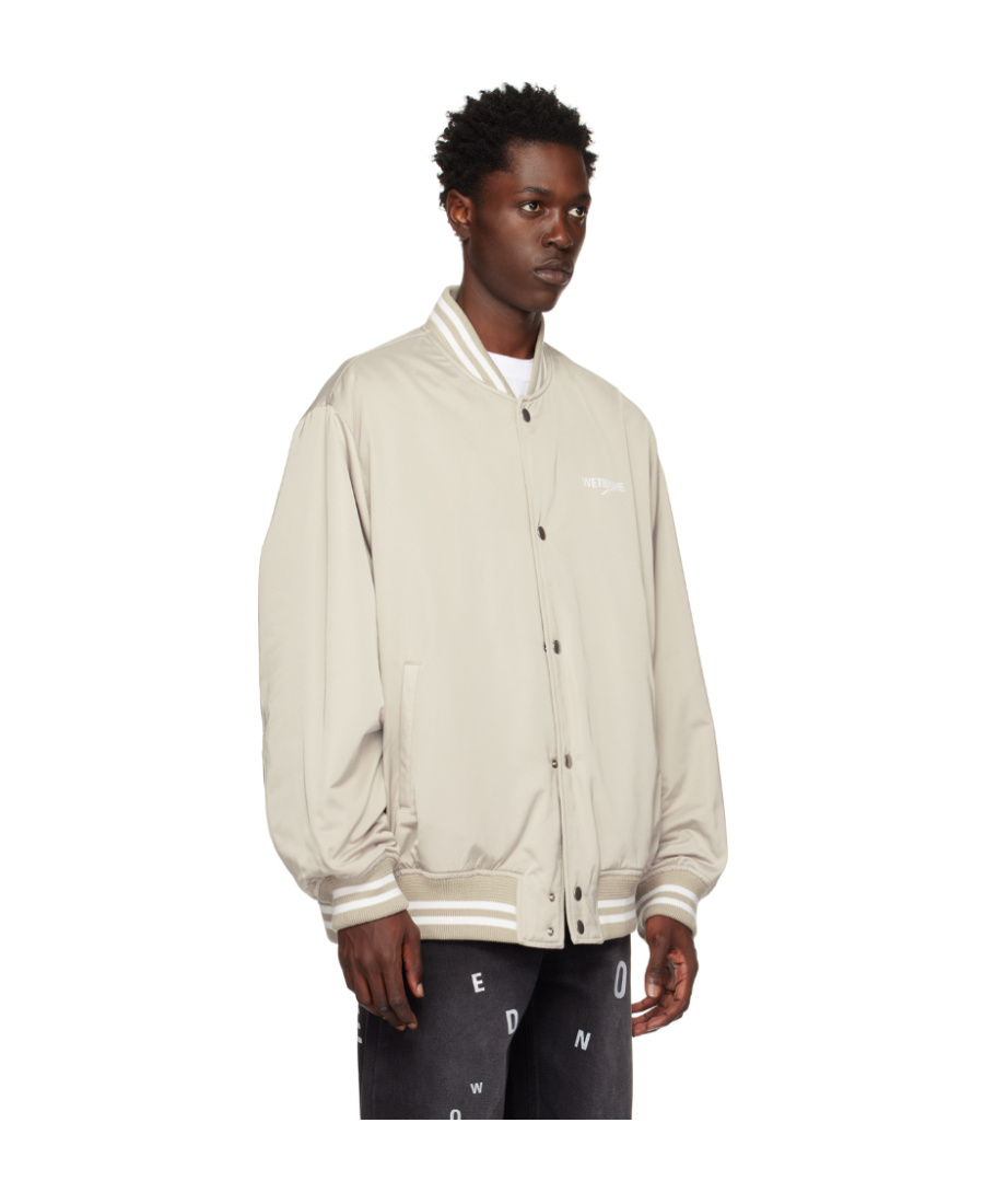 We11 Done Logo Baseball Jacket In Nude