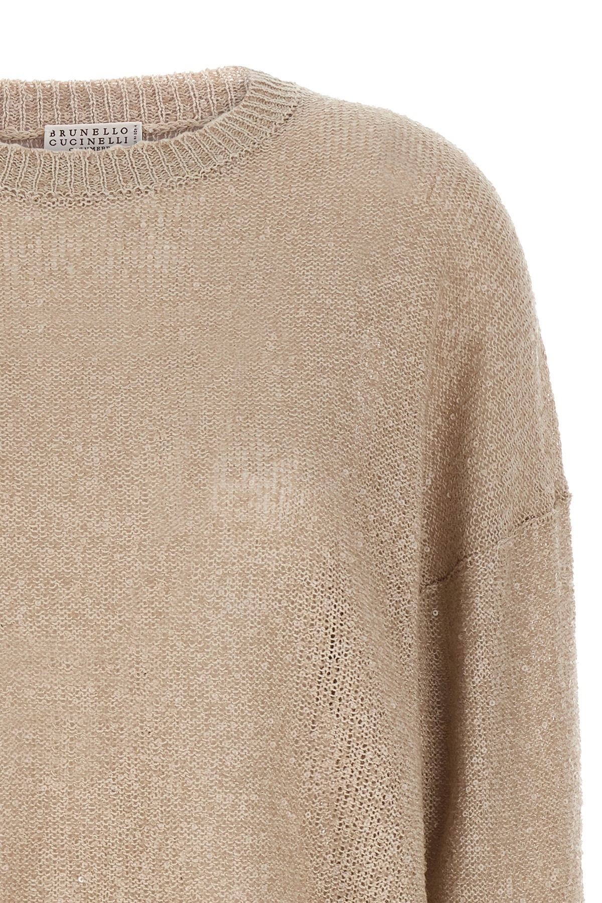 Brunello Cucinelli Sequin Sweater Sweaters And Cardigans In Nude