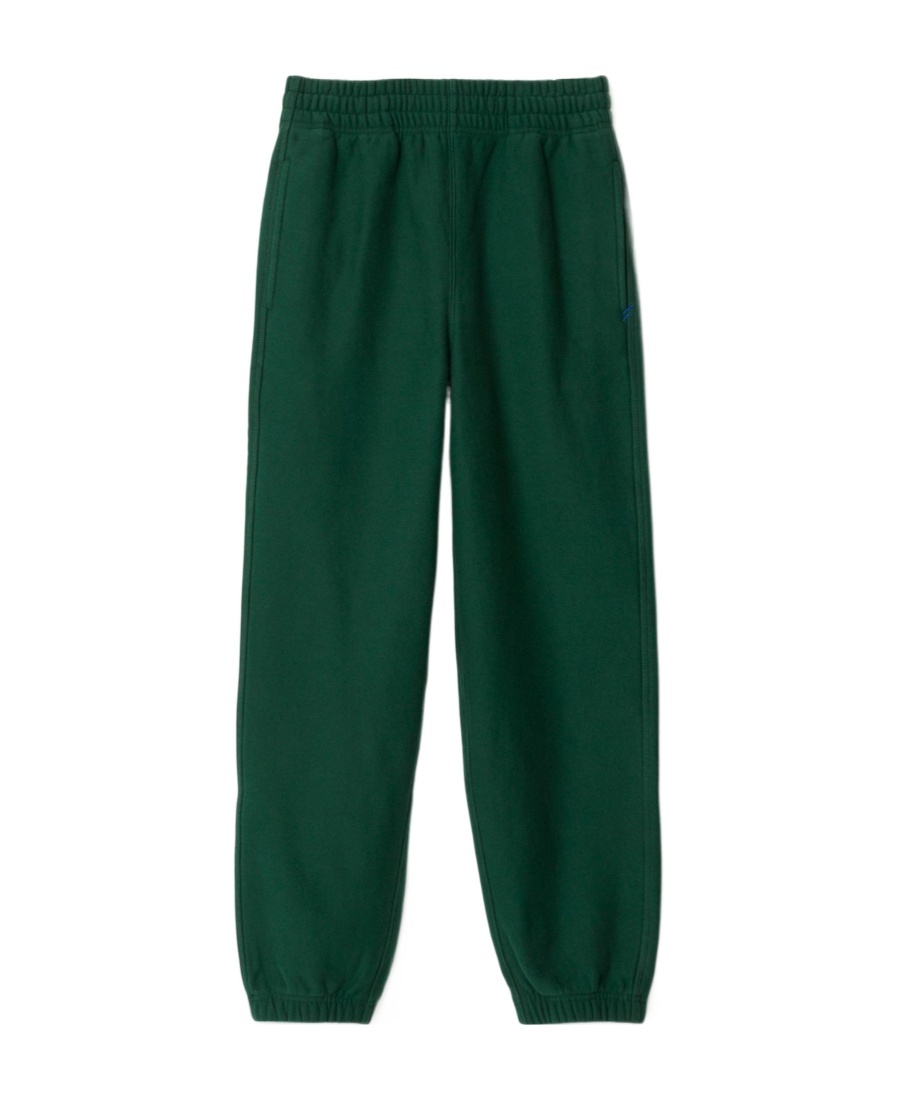Burberry Fleeced Cotton Sweatpants With Cuffs In Green