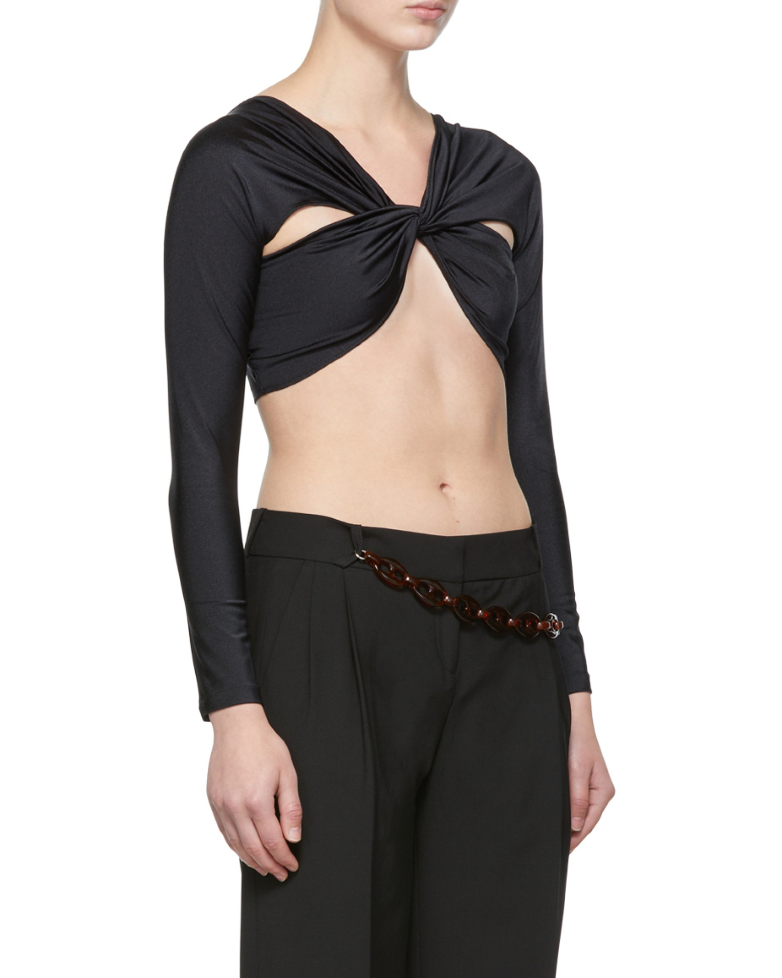 Coperni Ruched Cropped Top In Black