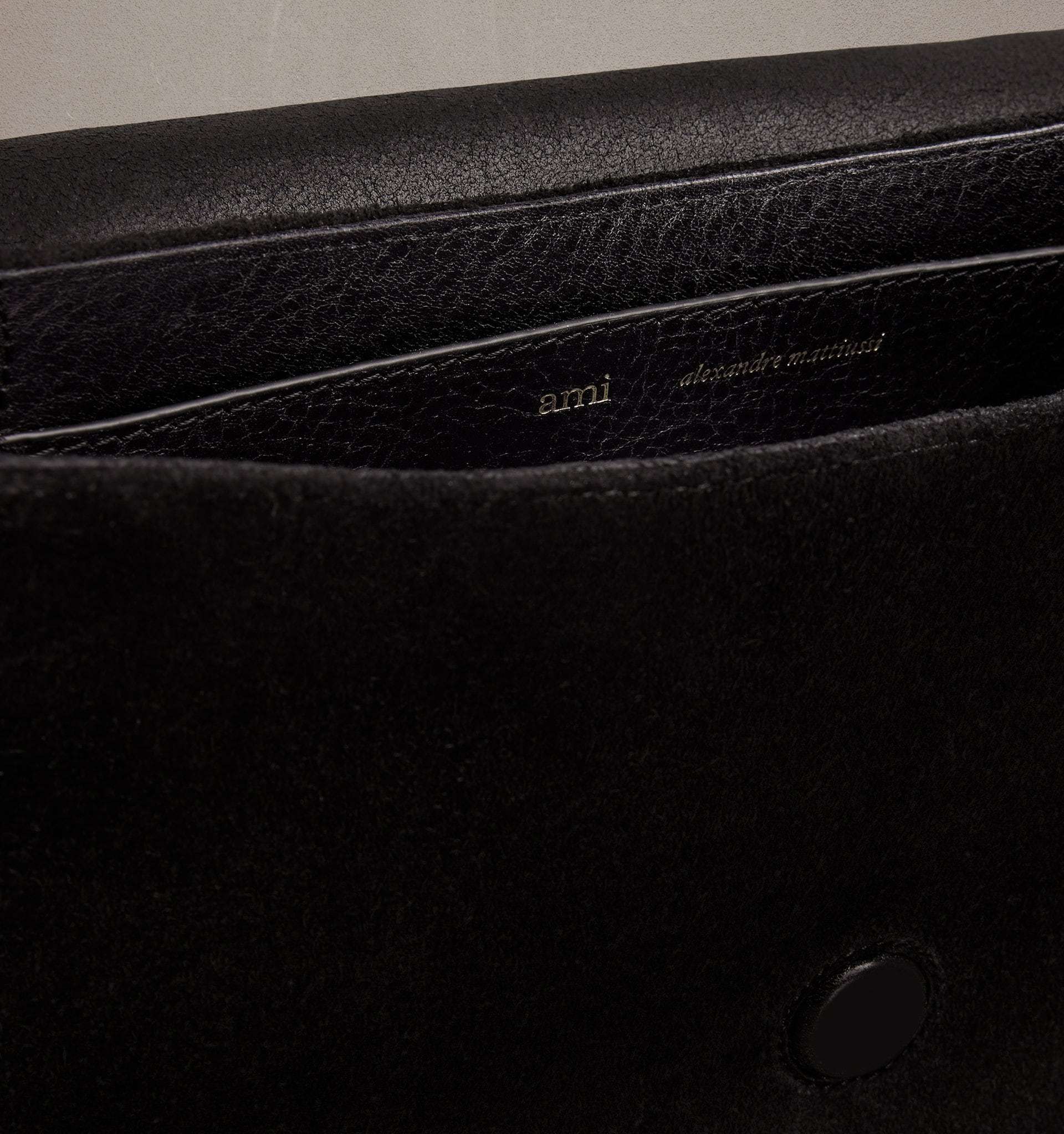Ami Alexandre Mattiussi Paname Paname Suede Shoulder Bag In Black