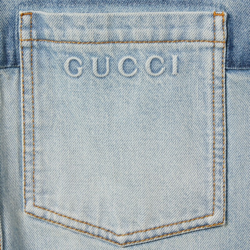 Gucci Cotton Denim Shirt In Blue