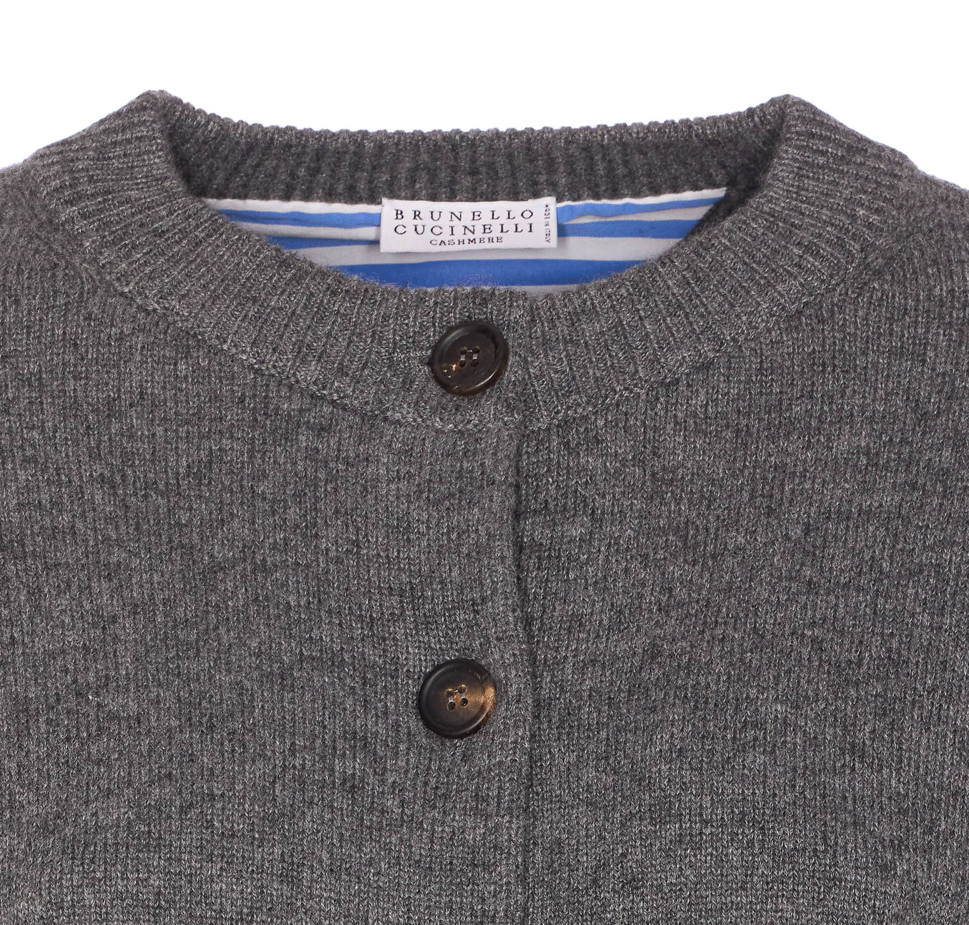 Brunello Cucinelli Striped Cuff Knitted Cardigan In Gray