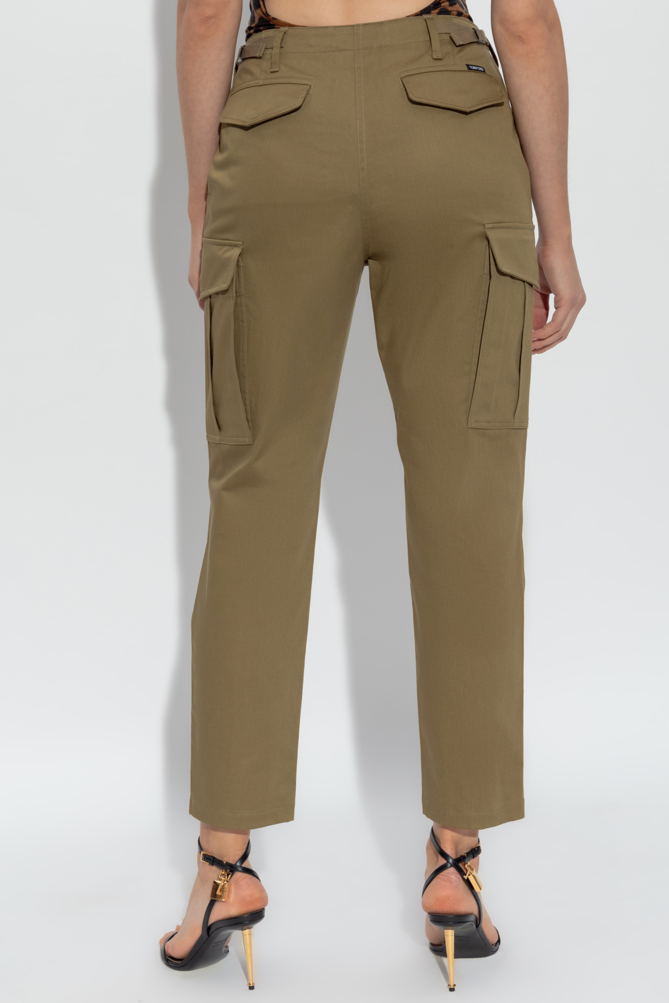Tom Ford Logo Patch Cargo Pants In Green