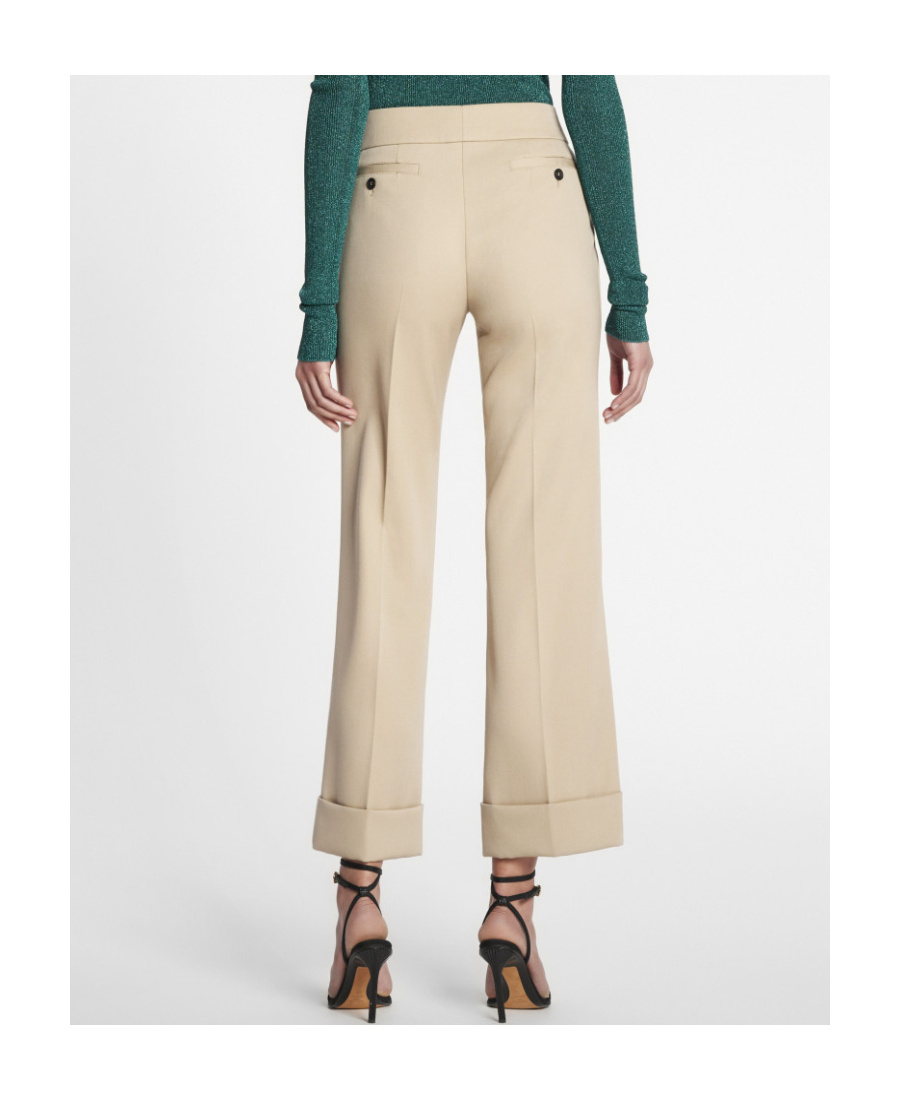 Lanvin Wool Trousers With Cropped Wide Leg In Nude