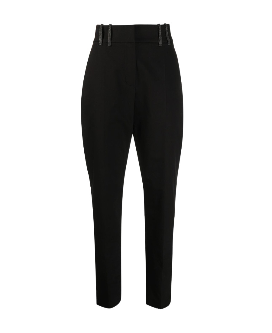 Brunello Cucinelli High-waisted Tapered Trousers In Black