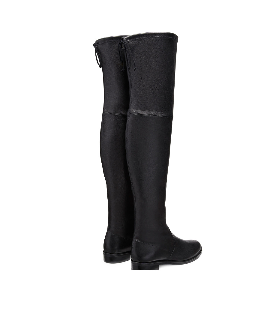 Stuart Weitzman Round-headed Knee-crossing Boots In Black
