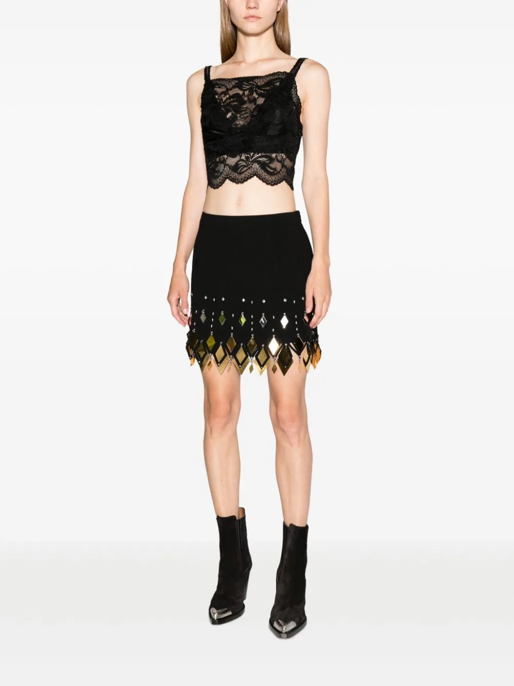 Rabanne Lace-detail Cropped Top In Black