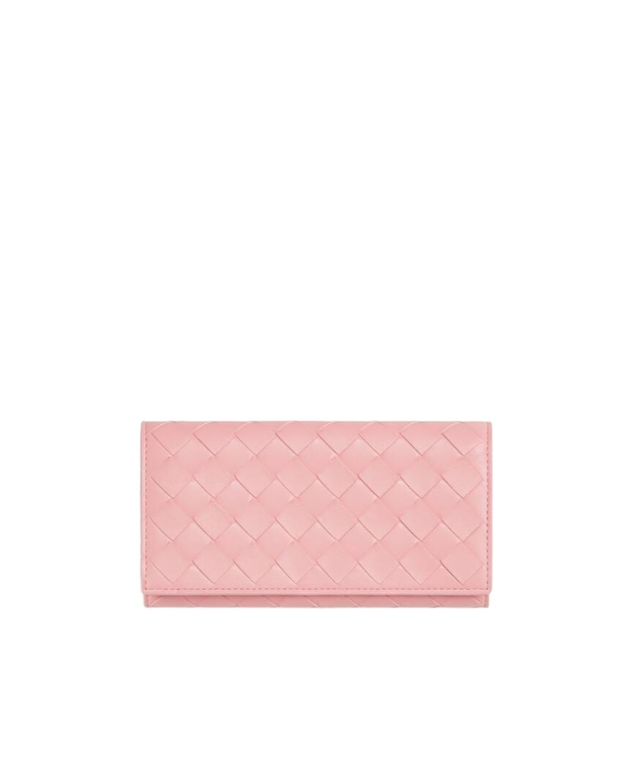 Bottega Veneta Continental Intrecciato Leather Wallet In Pink