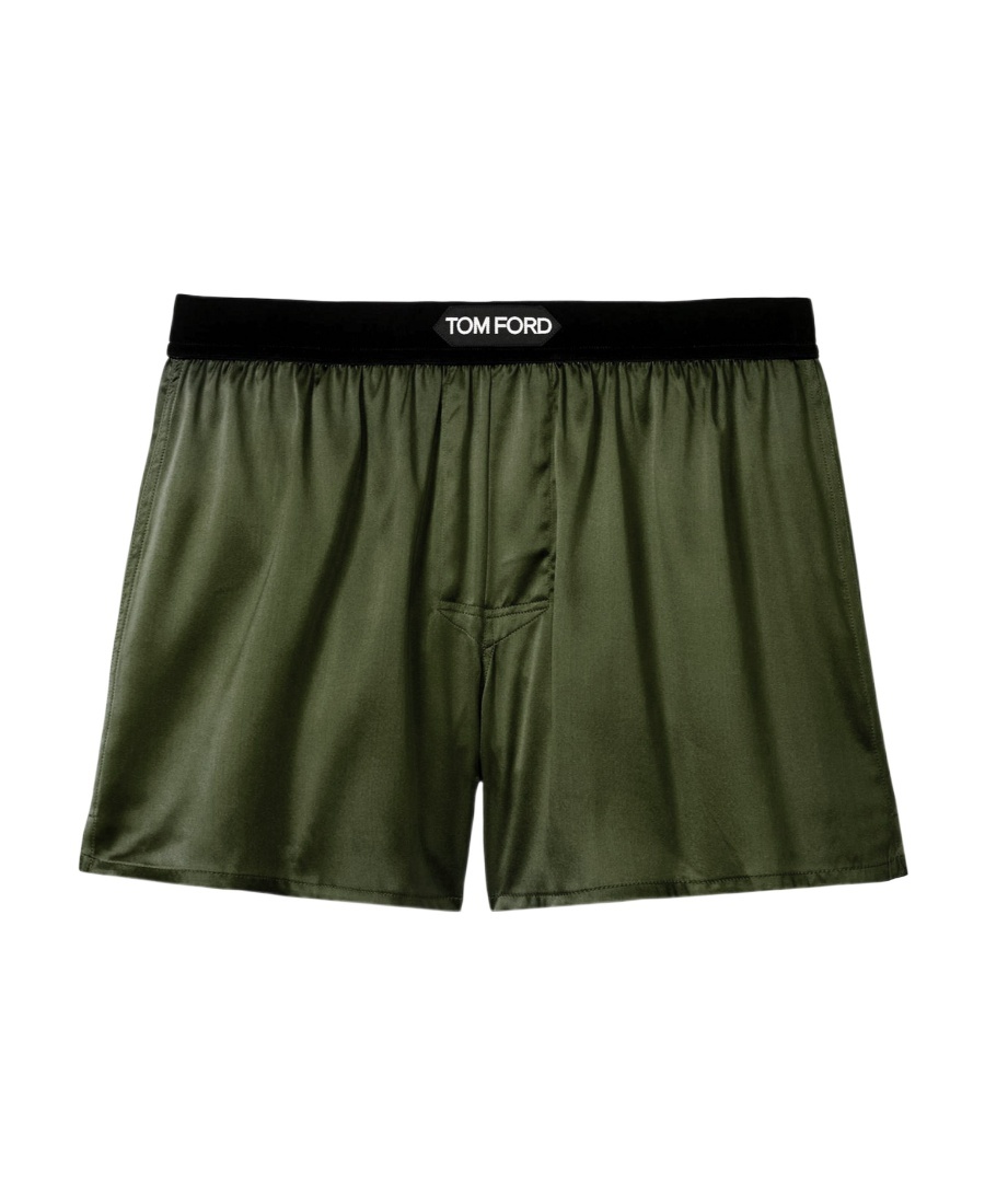 Tom Ford Satin Logo-waist Boxer Briefs In Green