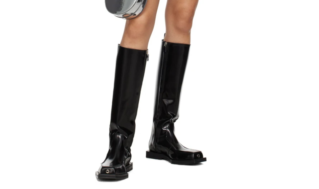 Coperni Square Head Spliced Long Boots In Black