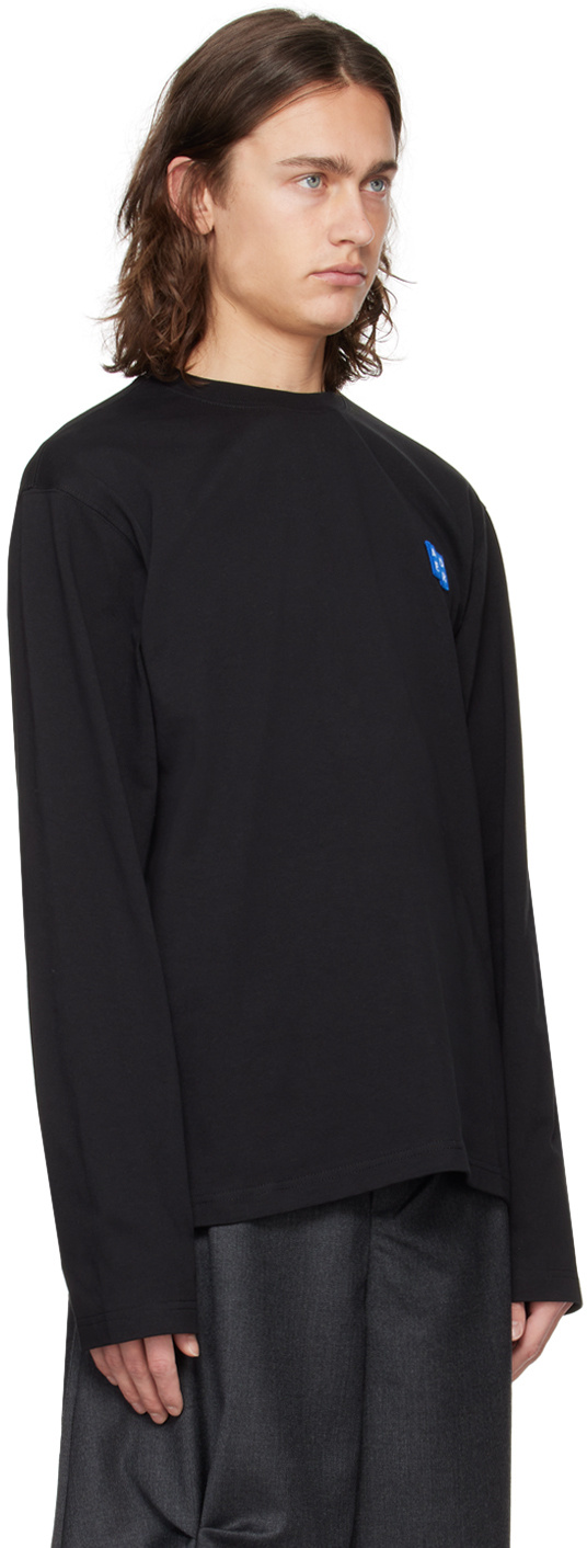 Ader Error Black Patch Long Sleeve T-shirt In Black