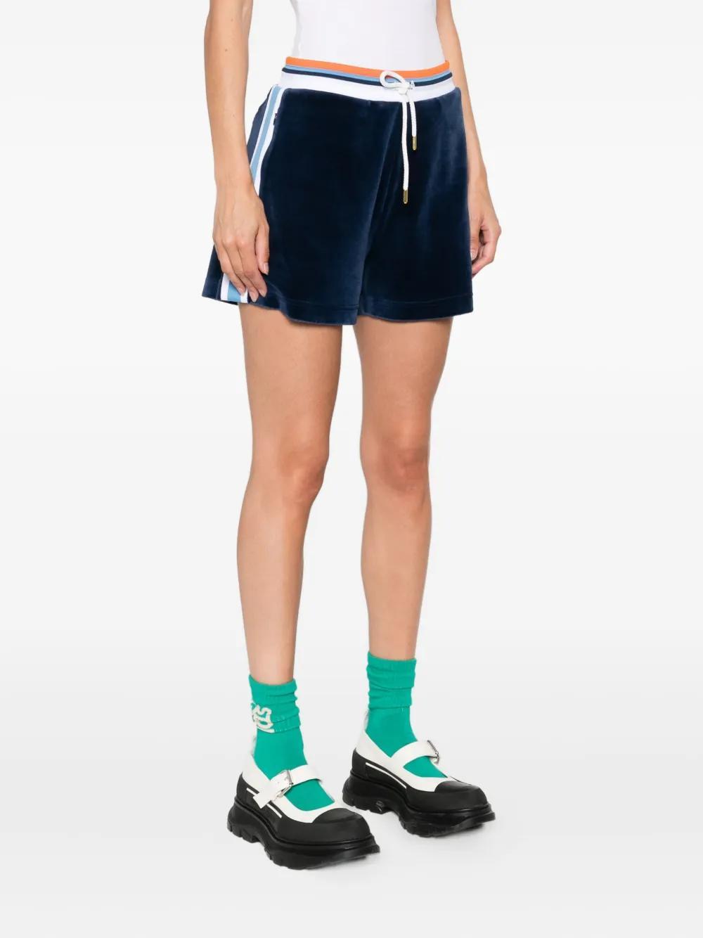 Casablanca Montagne Velvet Shorts With Side Stripe In Black