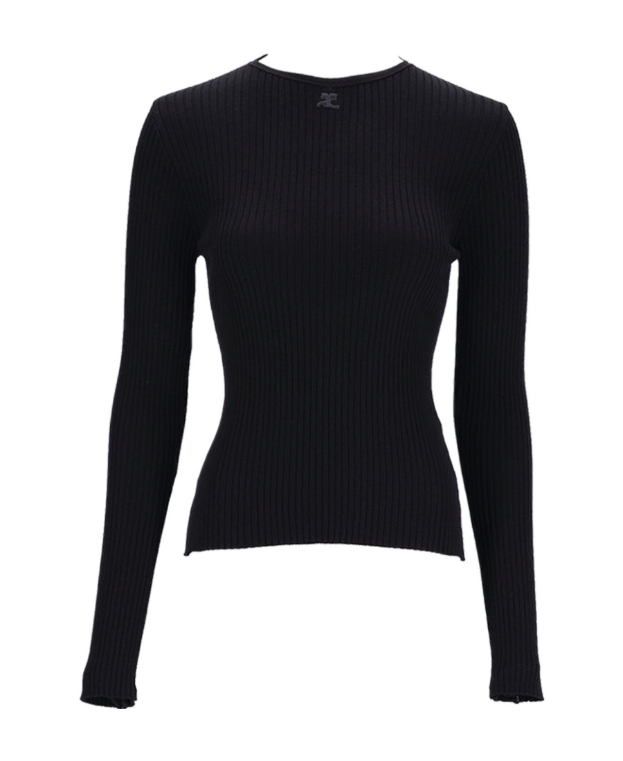 Courrèges Long-sleeved Sweater In Black