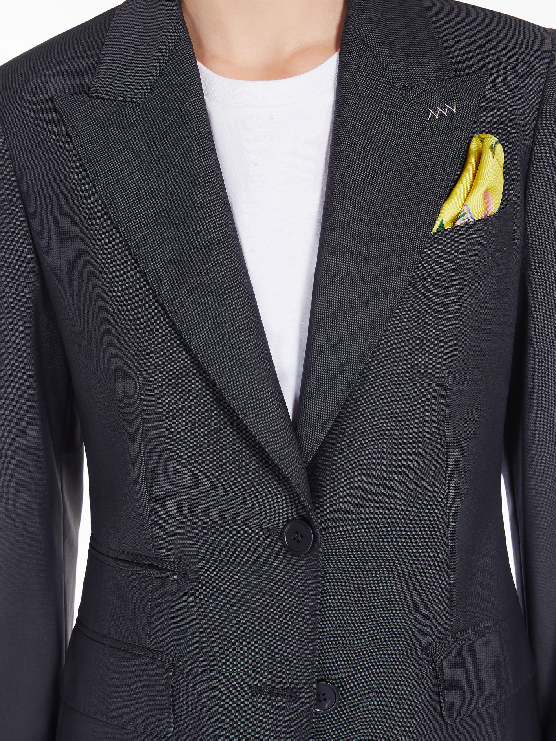 Max Mara Wool Single-breasted Suit Coat In Gray
