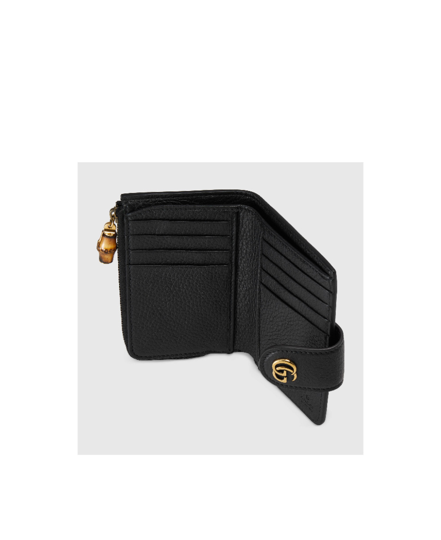 Gucci Logo-plaque Grained-leather Wallet In Black