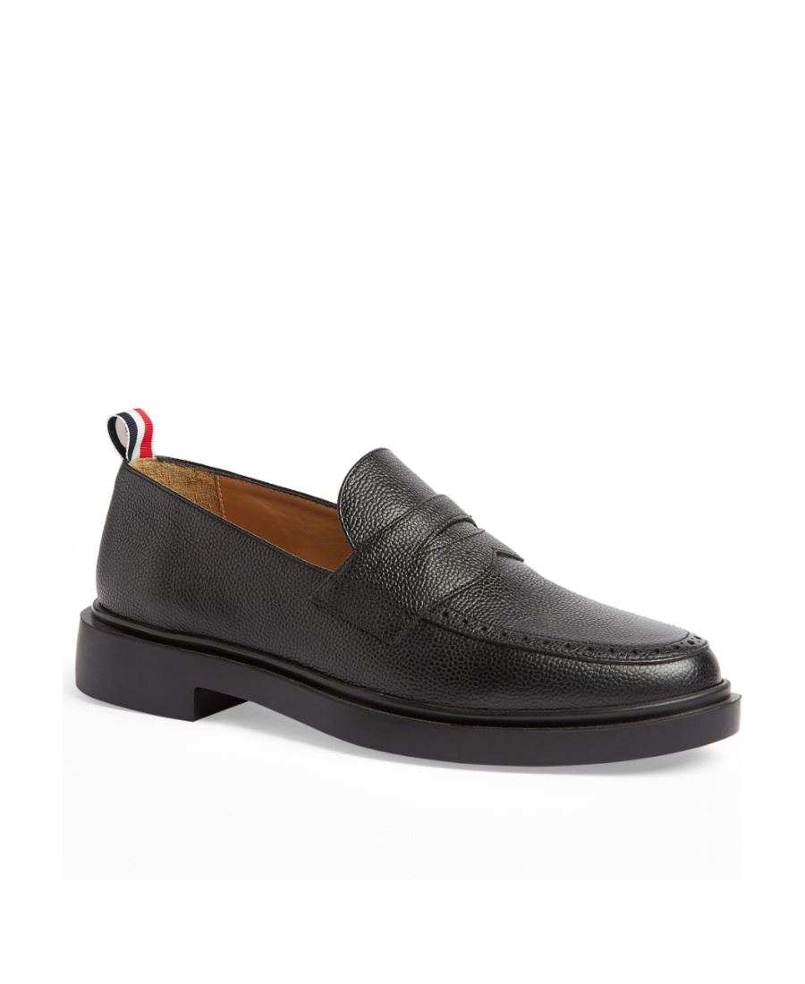 Thom Browne Black Slip-on Loafers With Loop Detail In Black
