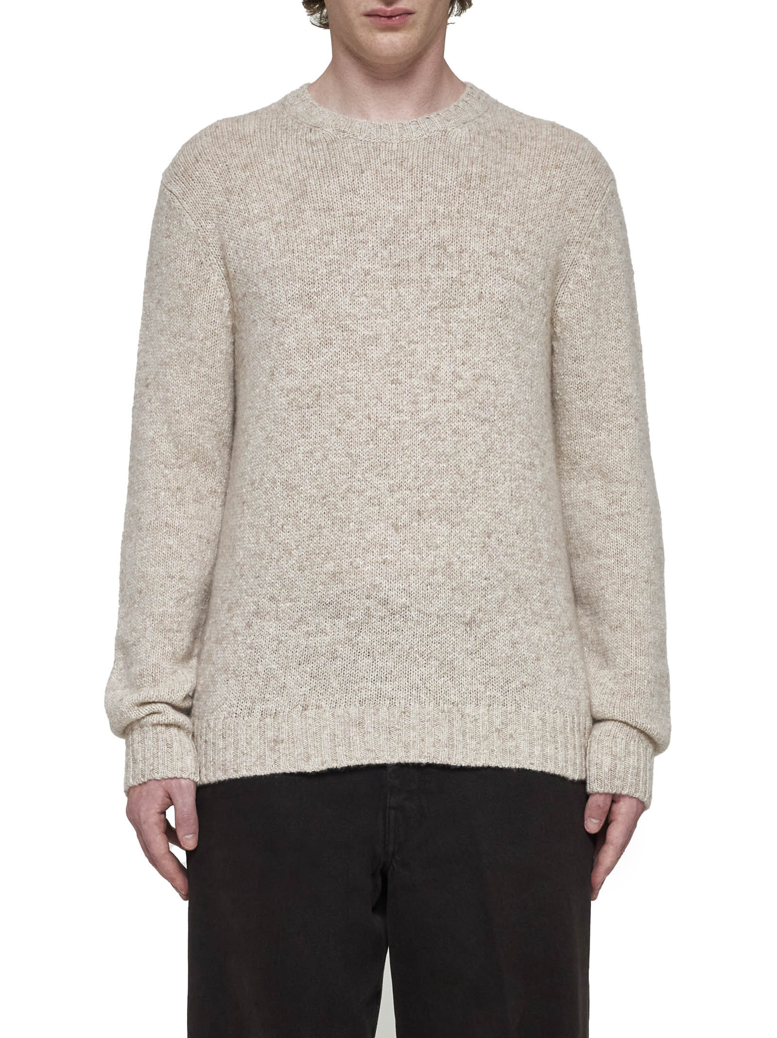 Prada Elbow Patch Cashmere Sweater In Nude
