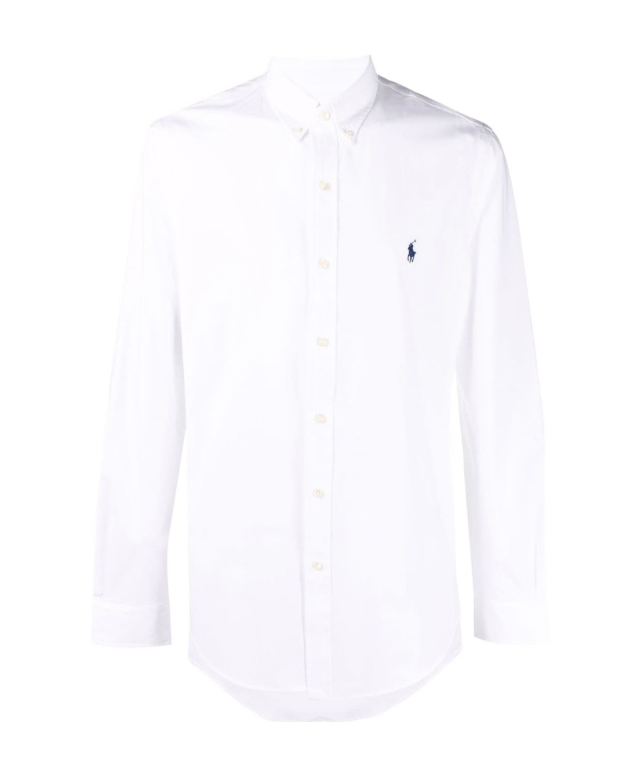 Polo Ralph Lauren Embroidered-logo Cotton Shirt In White