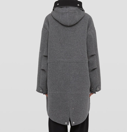 Jil Sander Jw-print Hooded Parka Coat In Gray