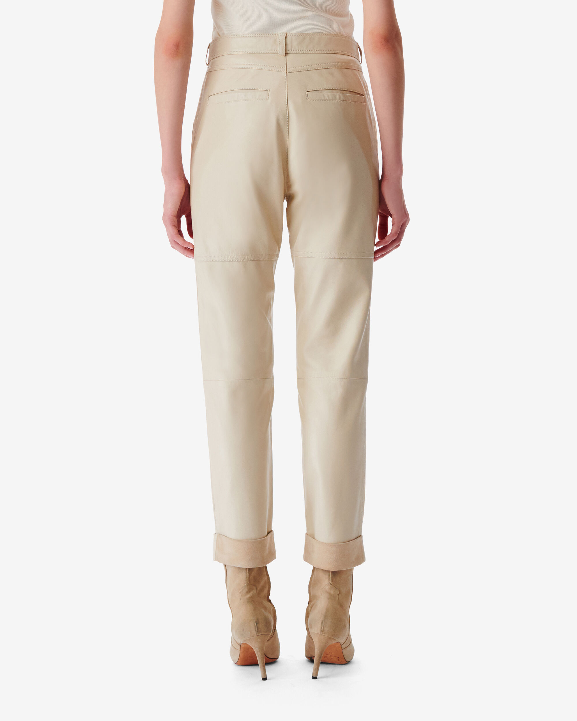 Shop Iro Aysel Leather Cropped Trousers