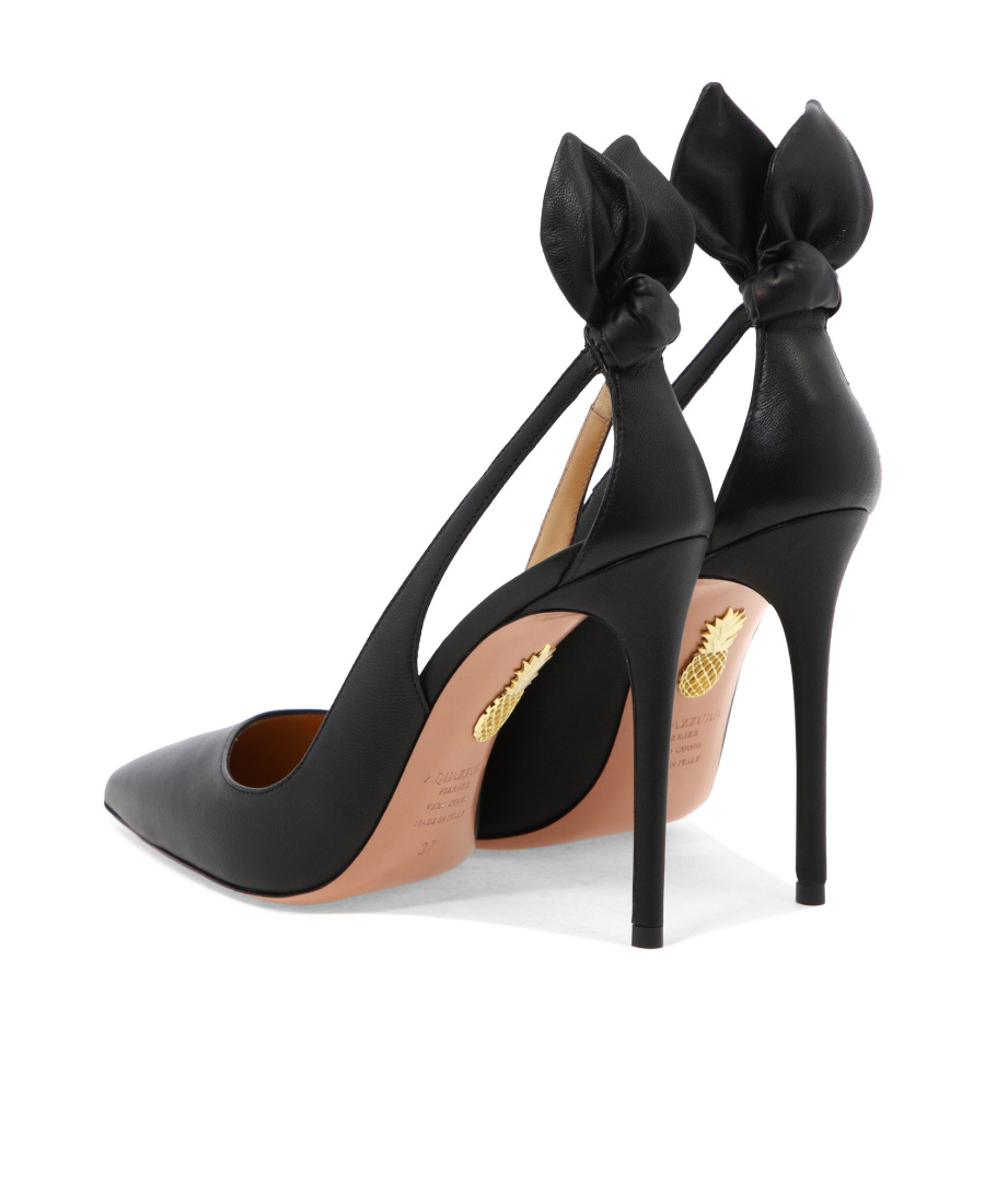 Aquazzura Black Leather Bow Tie Pump 105 Pumps In Black
