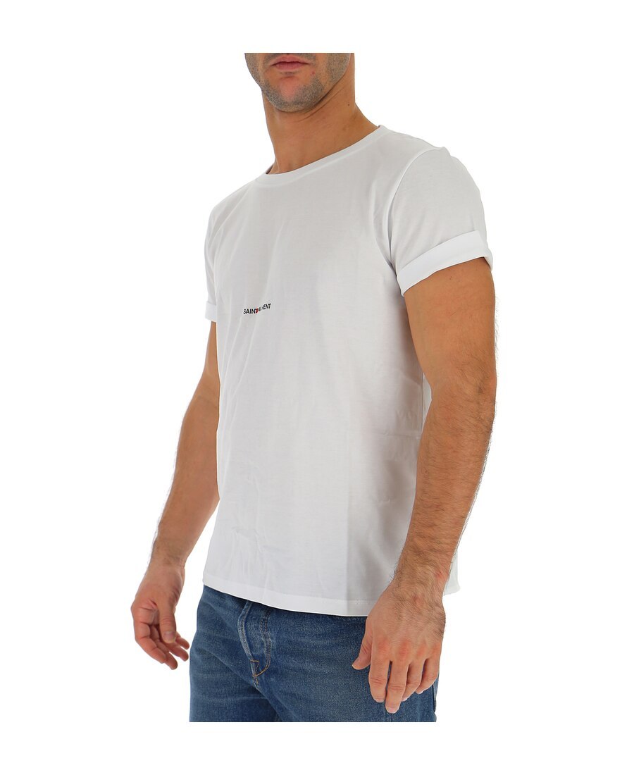Saint Laurent Logo-print Cotton T-shirt In White