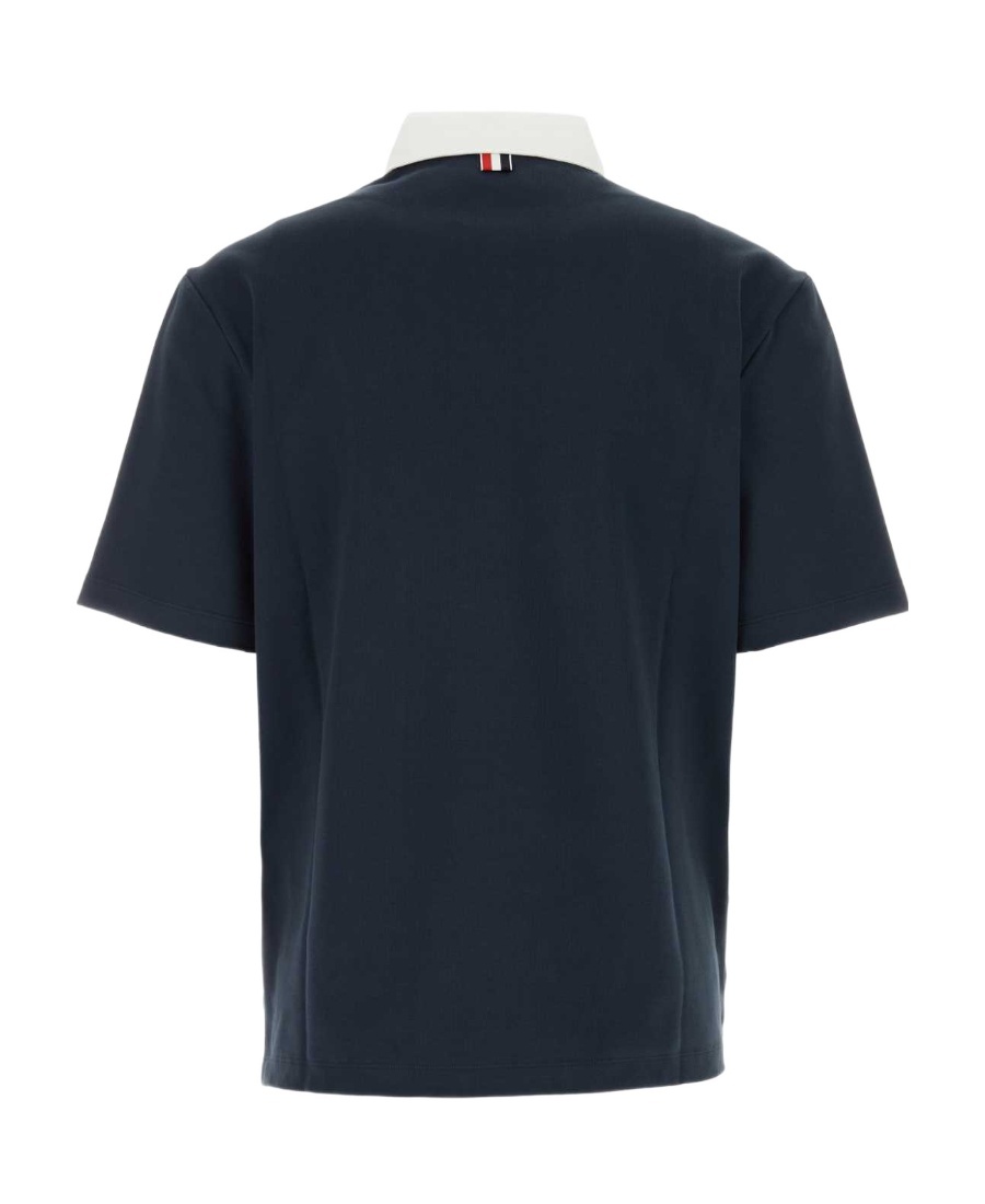 Thom Browne Logo-patch Polo Shirt In Black