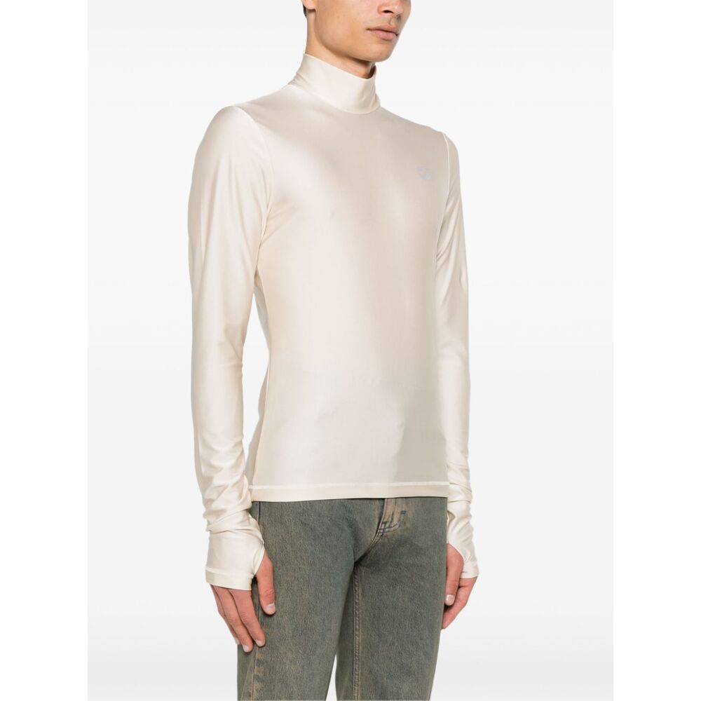 Coperni Stand-collar Long-sleeved Knitted Pullover In White
